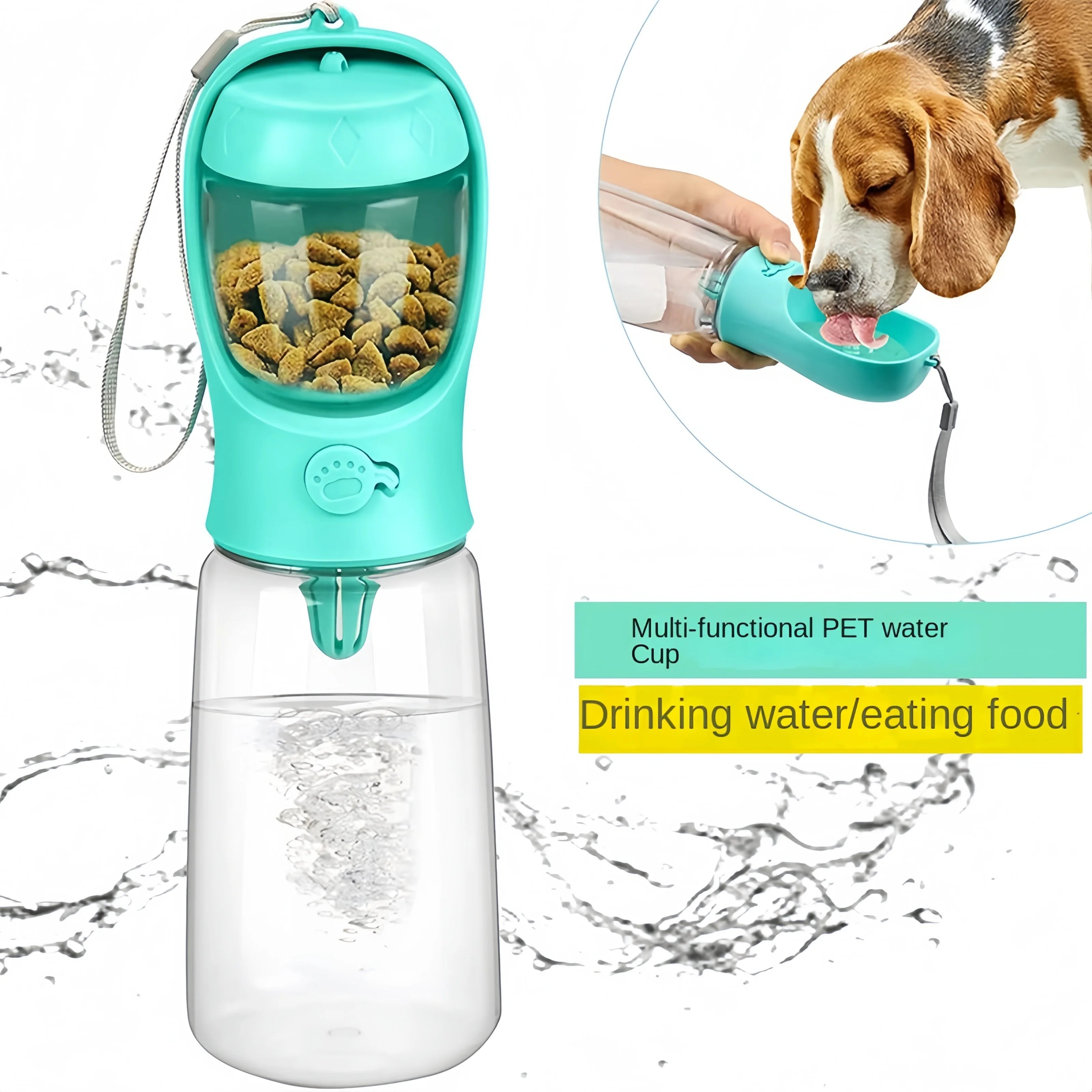 3 in 1 Portable Water Bottle With Food Dispenser.