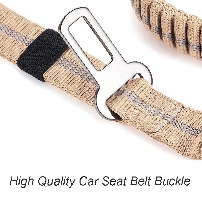 Heavy-Duty Bungee Dog Leash with Car Seatbelt Clip