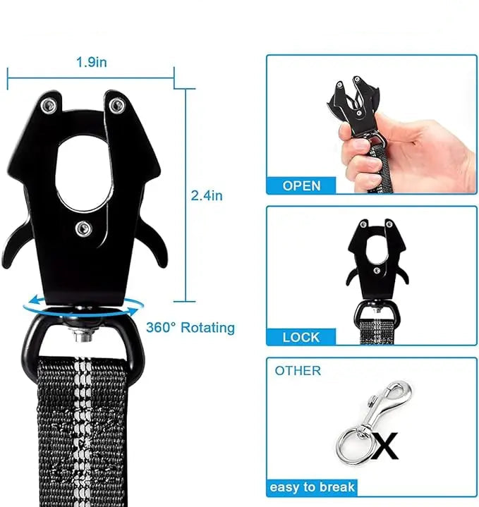 Heavy-Duty Bungee Dog Leash with Car Seatbelt Clip