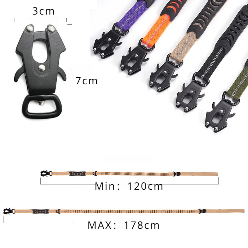 Heavy-Duty Bungee Dog Leash with Car Seatbelt Clip