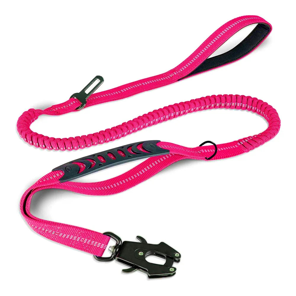 Heavy-Duty Bungee Dog Leash with Car Seatbelt Clip