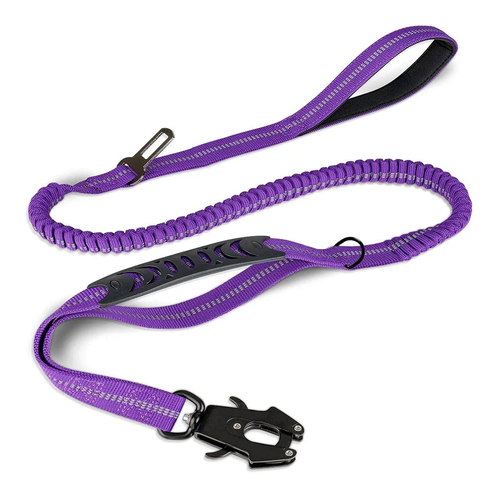 Heavy-Duty Bungee Dog Leash with Car Seatbelt Clip
