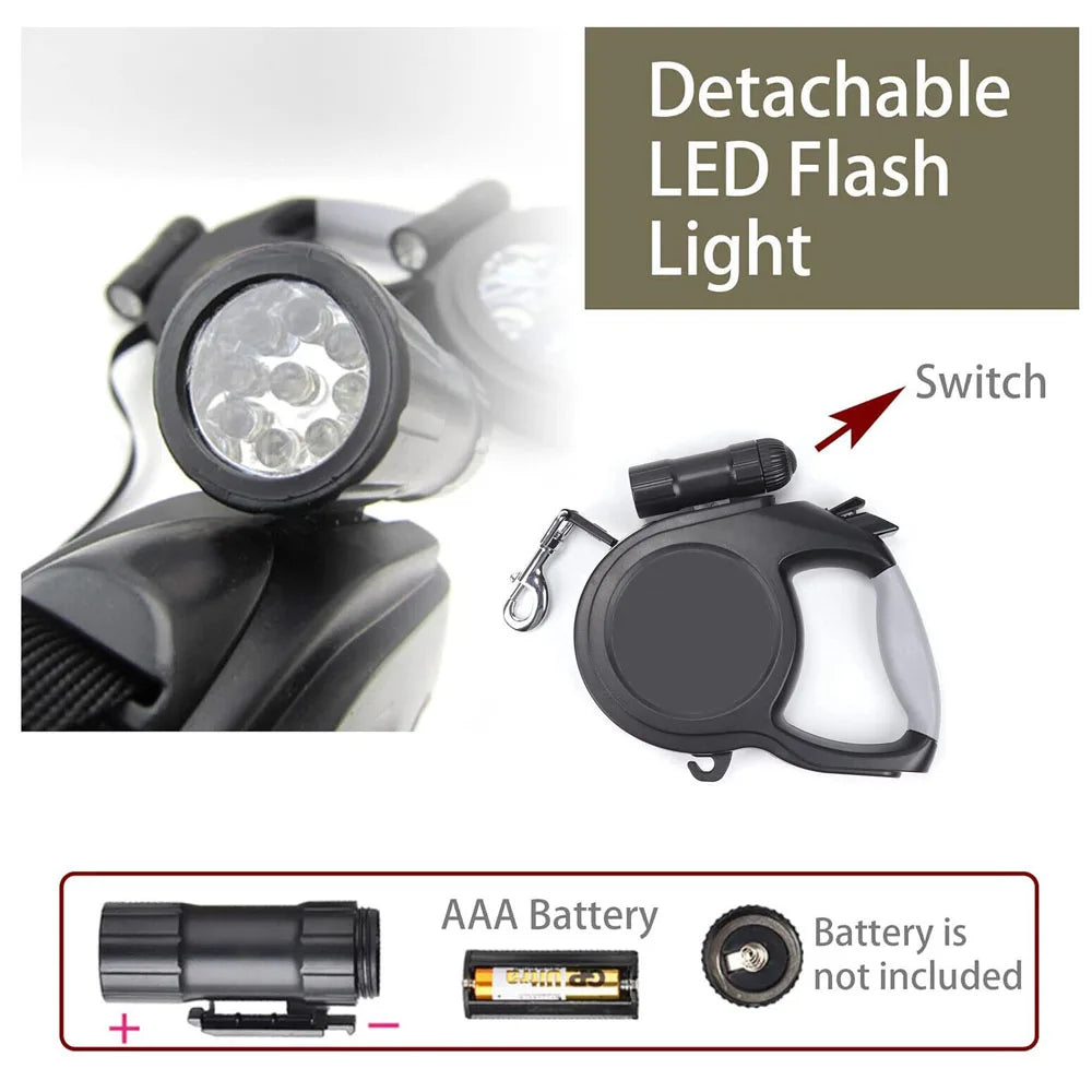 Retractable Dog Leash with Flashlight